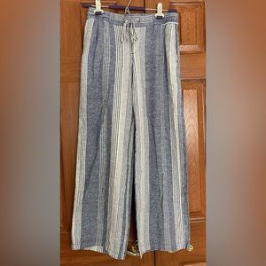 blue striped linen old navy pants xs